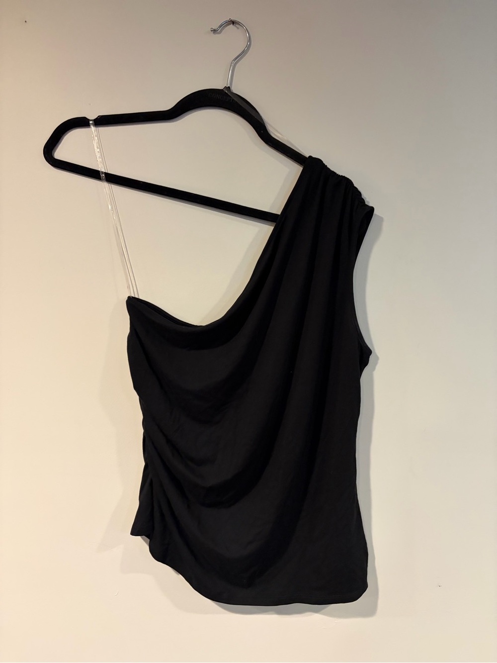 a new day Black Asymmetric One-Shoulder Drape Tank Top